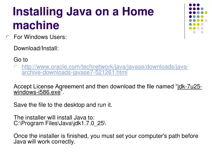 installing java on a home machine