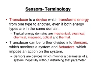 Sensors- Terminology