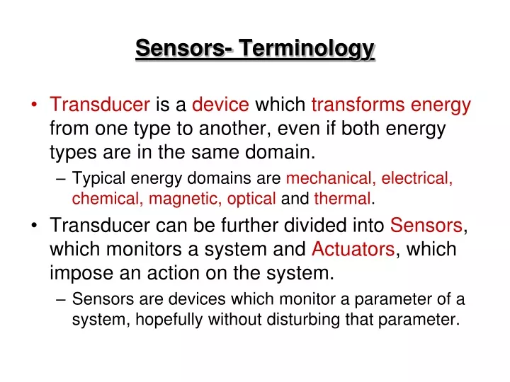 sensors terminology