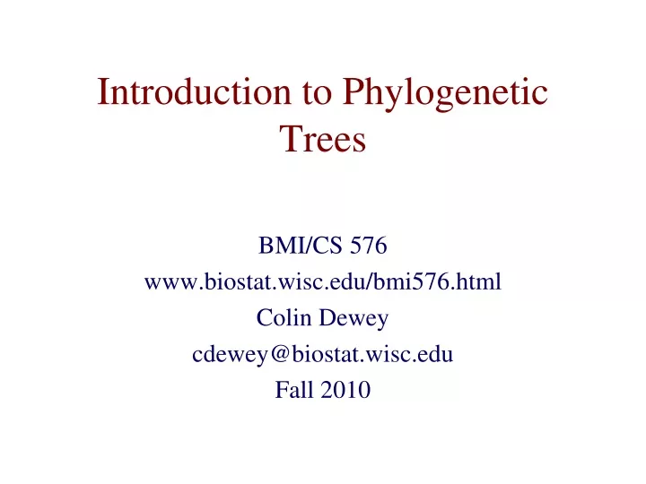 introduction to phylogenetic trees