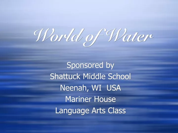 world of water