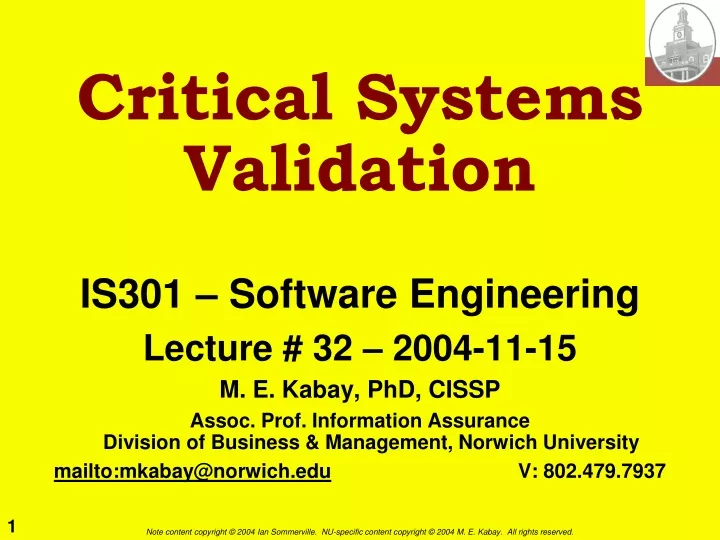 critical systems validation