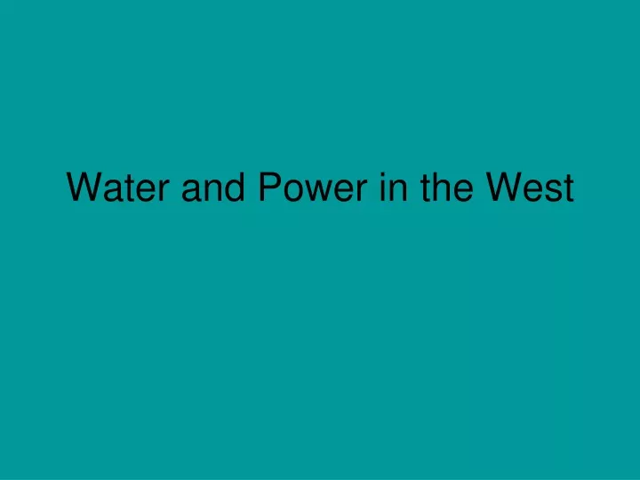 water and power in the west