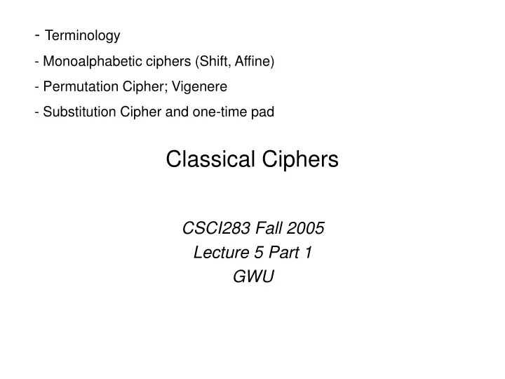 classical ciphers