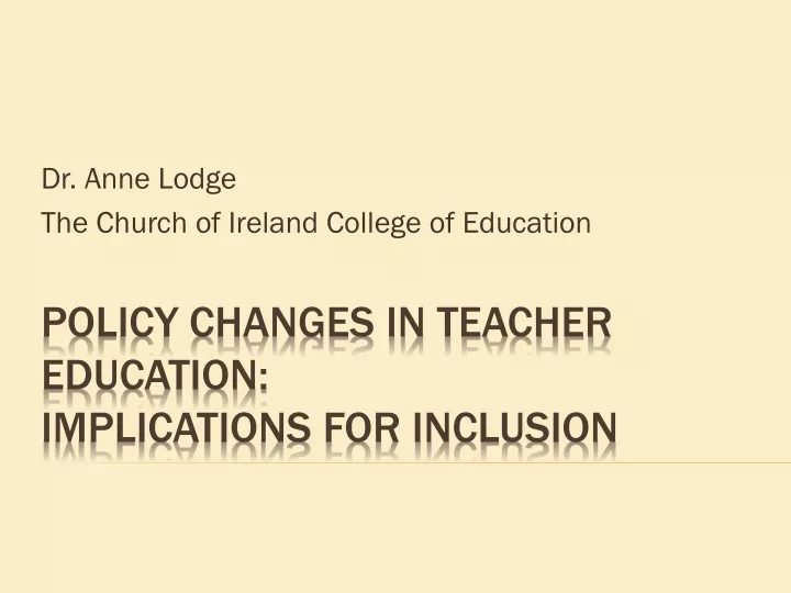 dr anne lodge the church of ireland college of education