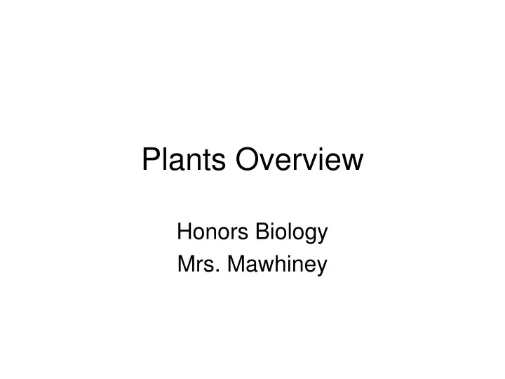 plants overview