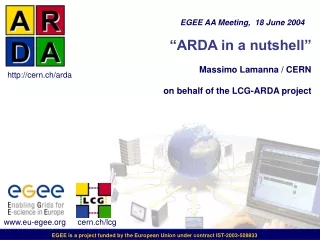 “ARDA in a nutshell”  Massimo Lamanna / CERN on behalf of the LCG-ARDA project