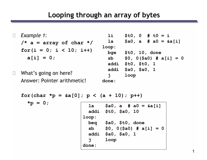 looping through an array of bytes