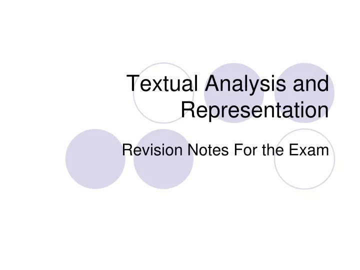 textual analysis and representation