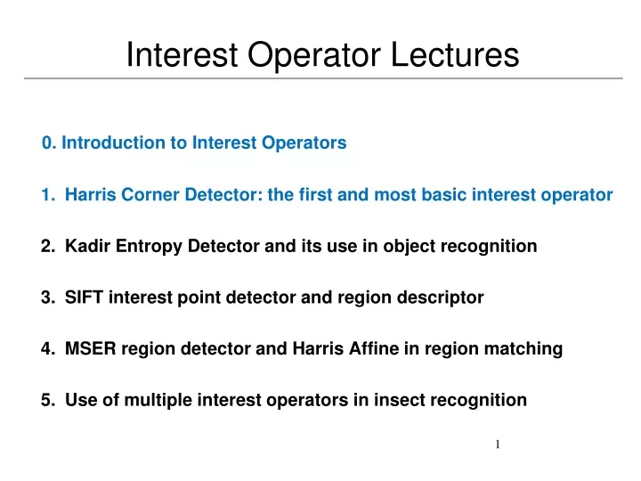 interest operator lectures