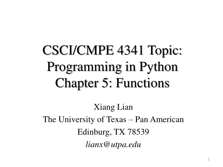 csci cmpe 4341 topic programming in python chapter 5 functions