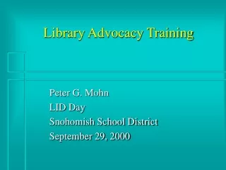 Library Advocacy Training