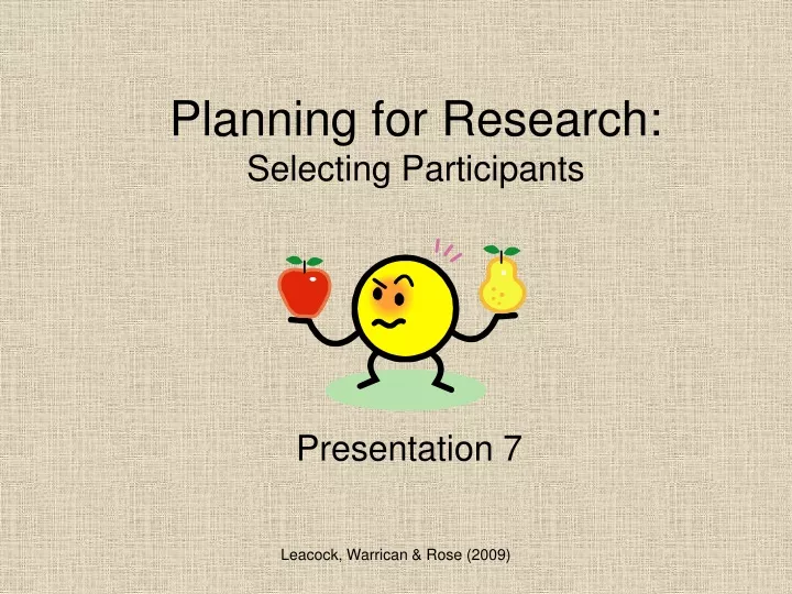 planning for research selecting participants