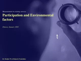 Participation and Environmental factors Ottawa, January 2003