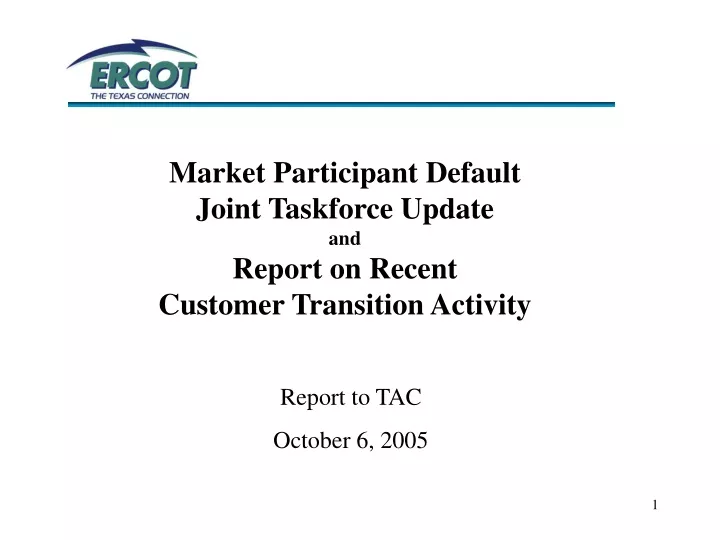 market participant default joint taskforce update