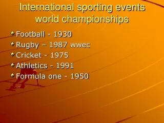International sporting events world championships