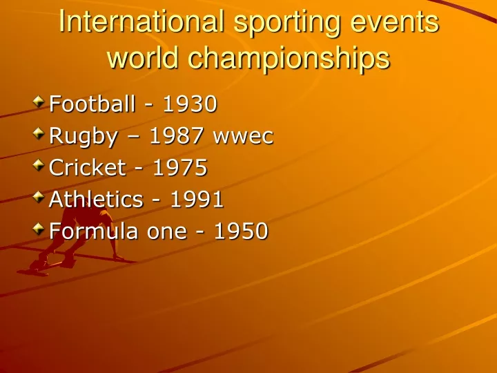 international sporting events world championships