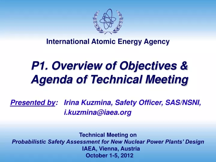 p1 overview of objectives agenda of technical