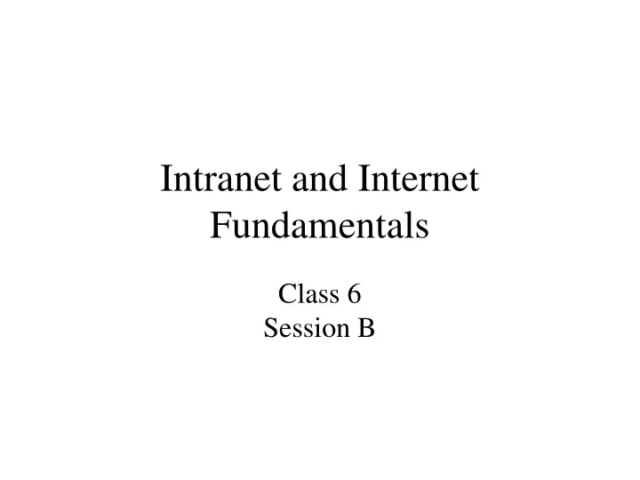 intranet and internet fundamentals