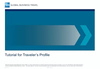 Tutorial for Traveler’s Profile