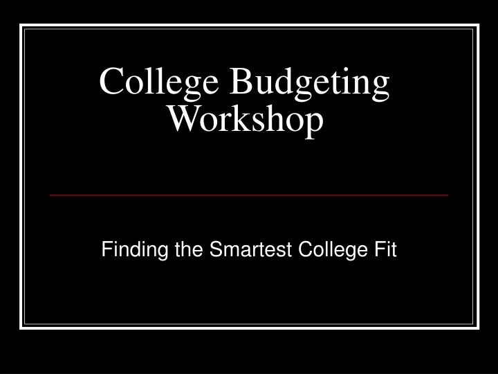 college budgeting workshop