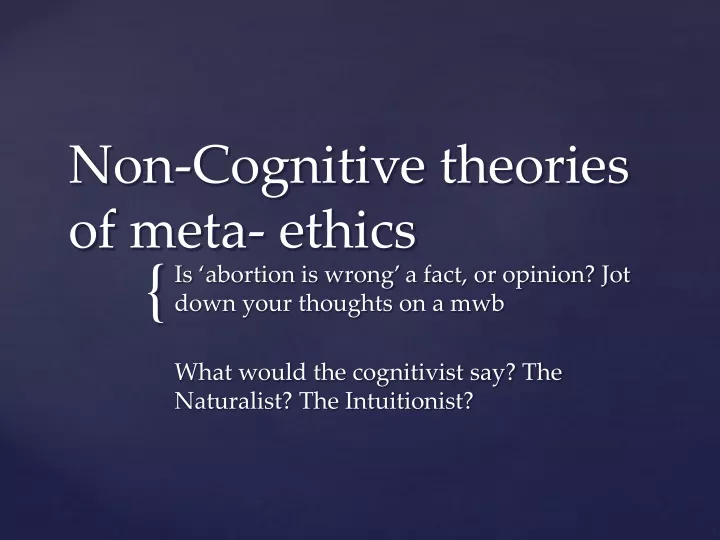 non cognitive theories of meta ethics
