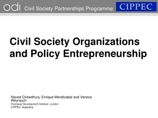 Civil Society Organizations and Policy Entrepreneurship