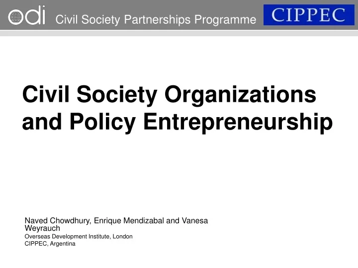 civil society organizations and policy entrepreneurship