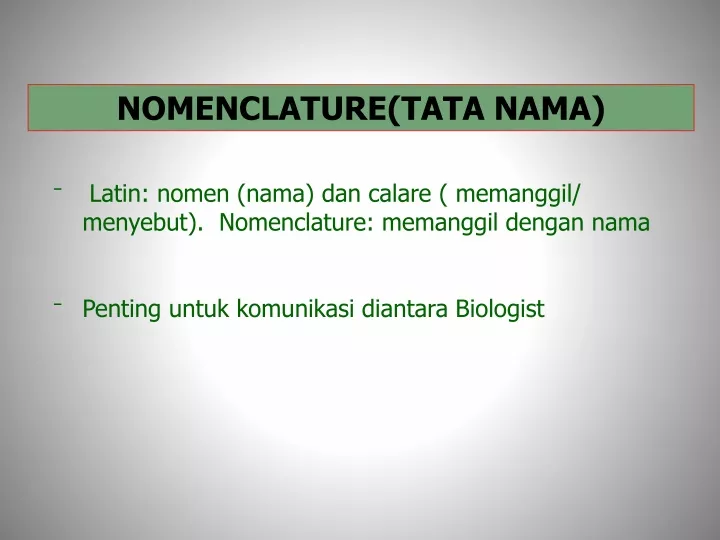 nomenclature tata nama