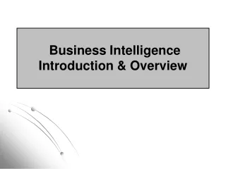 Business Intelligence Introduction &amp; Overview