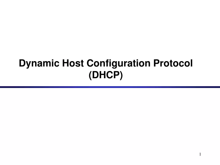 dynamic host configuration protocol dhcp