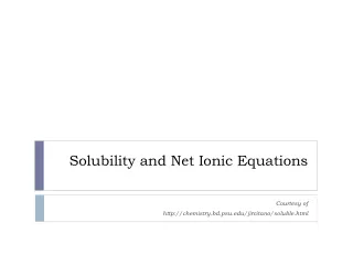 Solubility and Net Ionic Equations