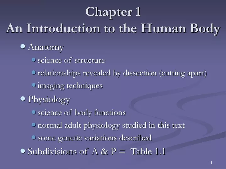chapter 1 an introduction to the human body