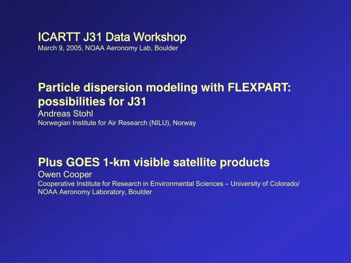 icartt j31 data workshop march 9 2005 noaa