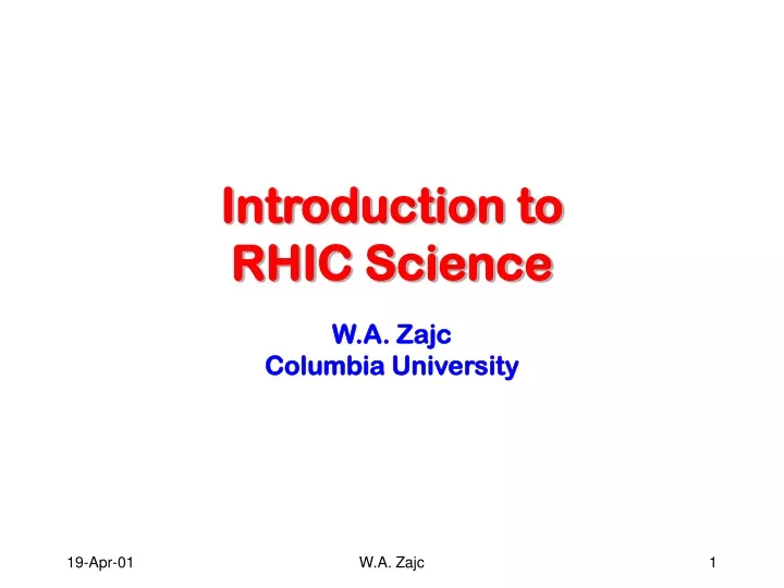 introduction to rhic science