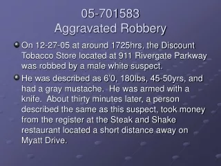 05-701583 Aggravated Robbery