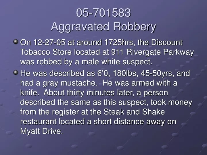 05 701583 aggravated robbery