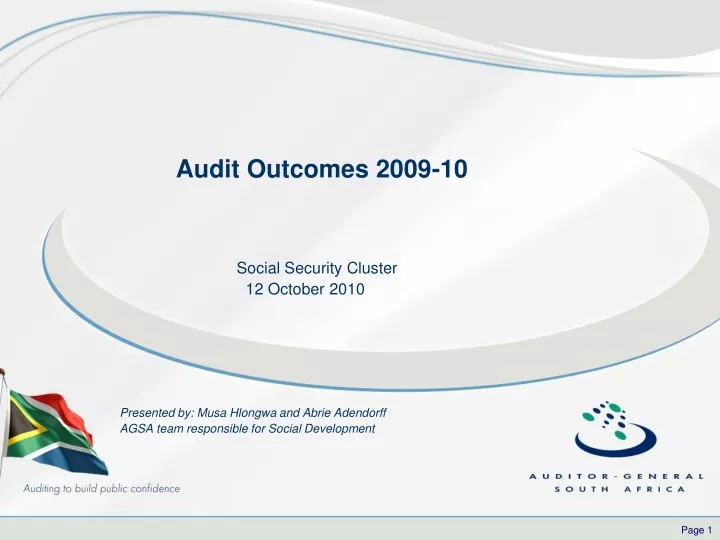 audit outcomes 2009 10