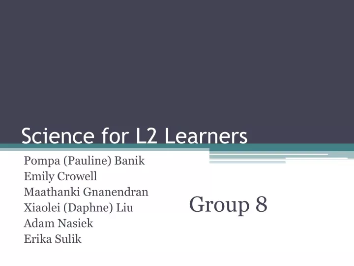 science for l2 learners