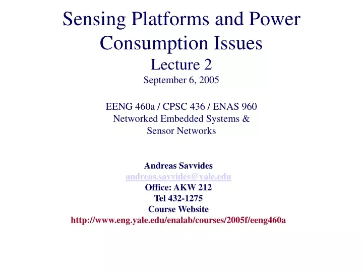sensing platforms and power consumption issues