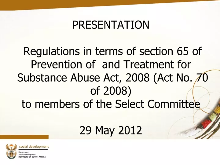 presentation regulations in terms of section