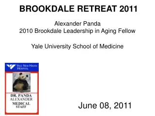 BROOKDALE RETREAT 2011 Alexander Panda 2010 Brookdale Leadership in Aging Fellow
