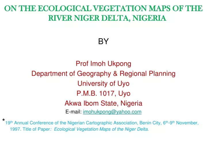 on the ecological vegetation maps of the river