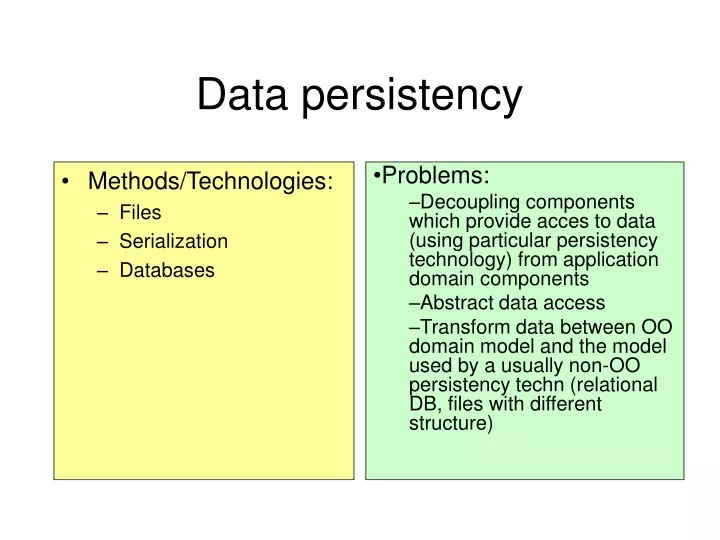 data persistency
