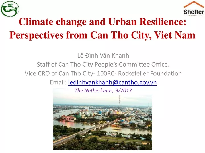 climate change and urban resilience perspectives from can tho city viet nam