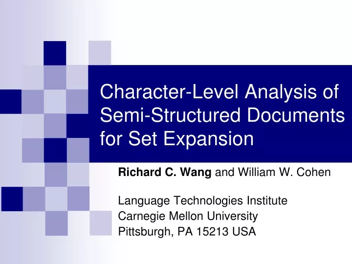 character level analysis of semi structured documents for set expansion