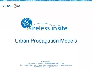 Urban Propagation Models
