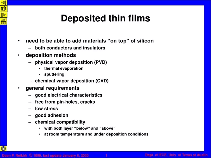 deposited thin films