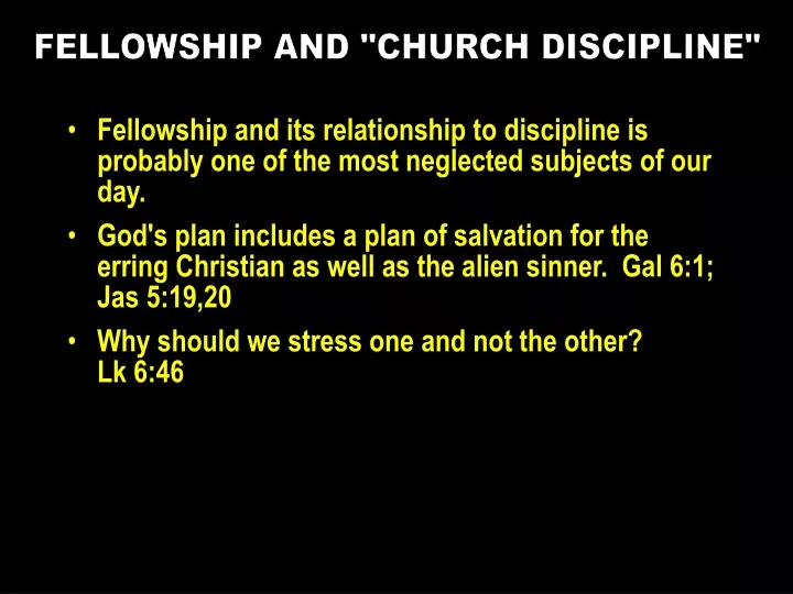 fellowship and church discipline