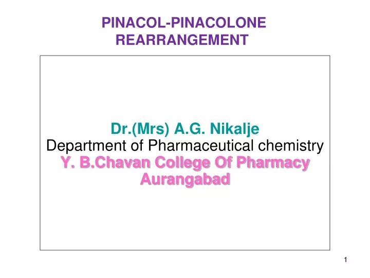 pinacol pinacolone rearrangement